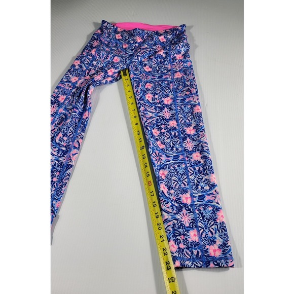Lilly Pulitzer Luxletic Leggings Athletic Blue Pink Floral Print Size S - Picture 2 of 6